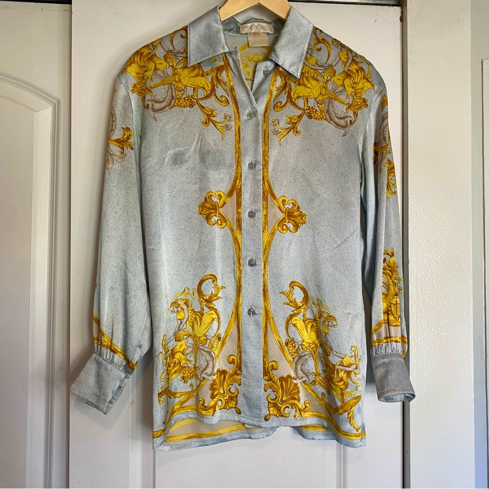 Vintage Escada Silk Blue Blouse